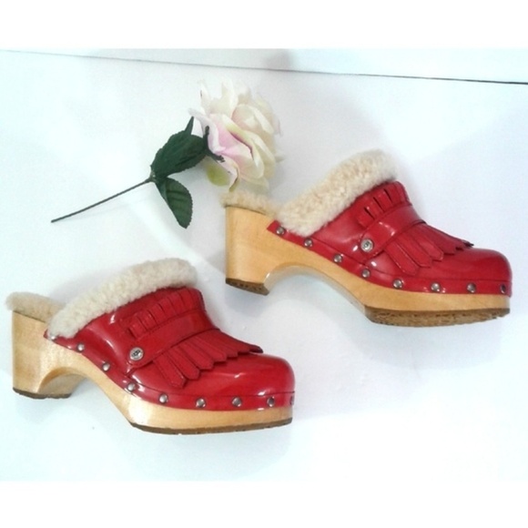 UGG Shoes - Ugg Kiltie Red Patent Leather Clogs Mules 4